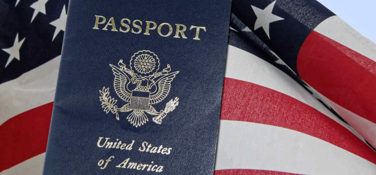 passport on American flag