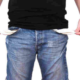 man with empty pockets